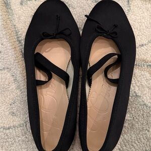 J. Crew Black Ballet Flats with Bow and Cross Strap